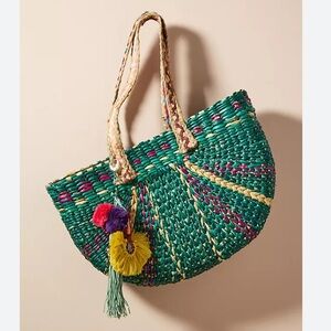 Braided Straw Tote Bag new